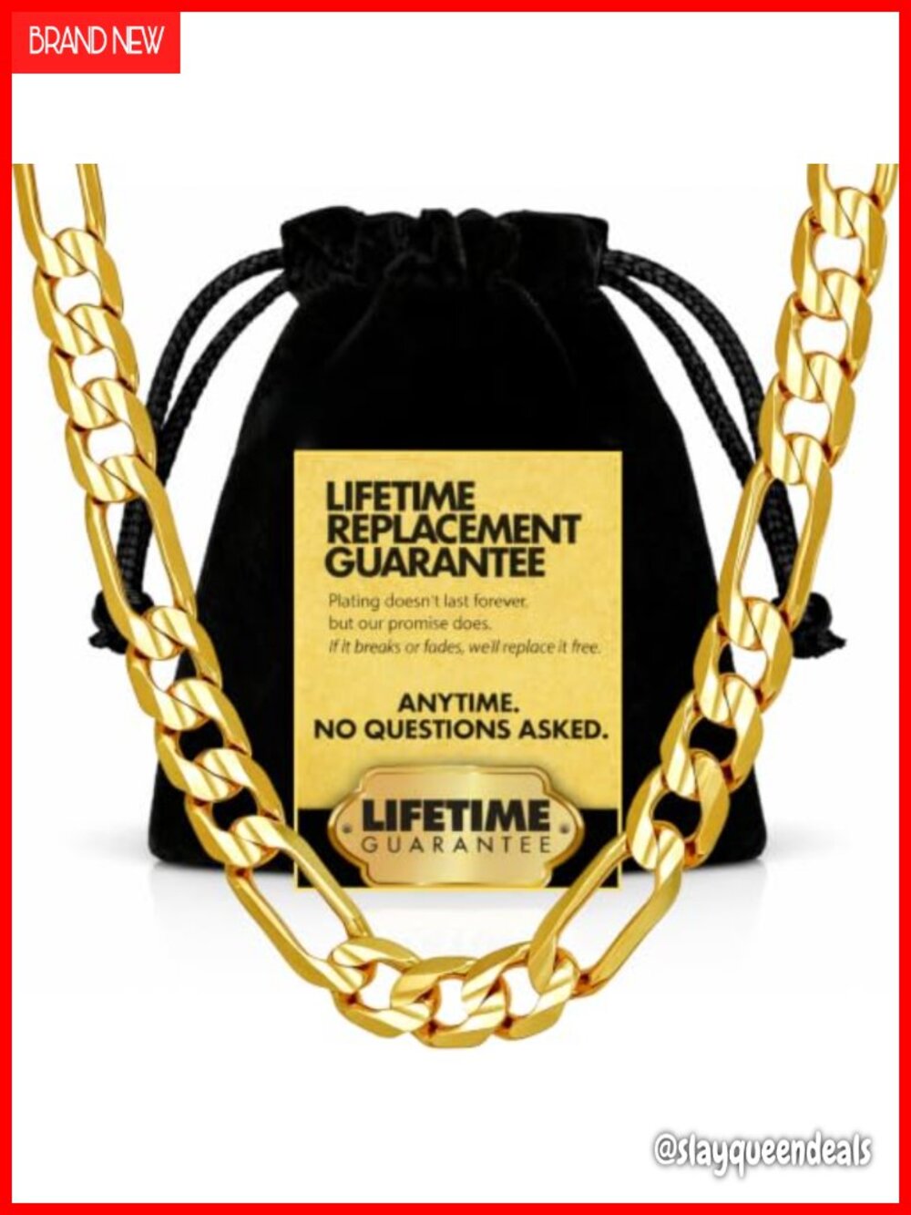 24k Gold Plated Figaro Chain Necklace 7mm Diamond Cut Solid Brass Lobster Clasp